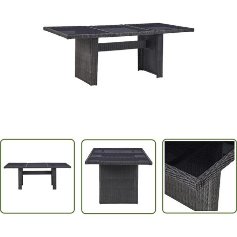 Table à dîner Noir 200x100x74 Verre et résine tressée (1/5)