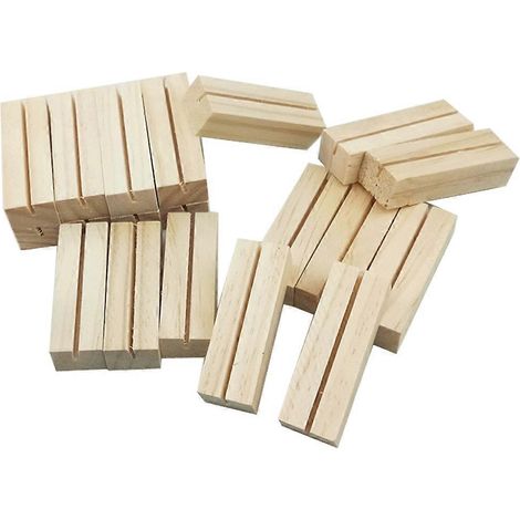 Lot de 20 supports photo en bois, porte-photos et porte-mémos faits main pour le bureau, les mariages et les réunions.-7X2.3X1.7CM (1/3)