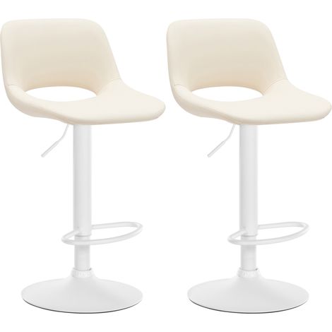Set di 2 sgabelli da bar Camden in similpelle crema Metallo bianco opaco