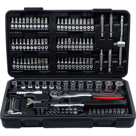 Coffret 130 cles a douilles et embouts cliquet de 1/4