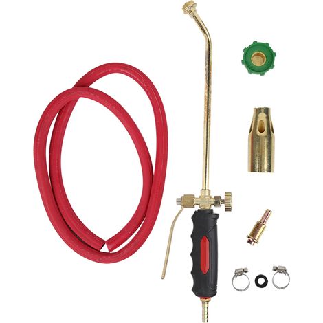 Torche à gaz avec poignée ergonomique, double ouverture, plaquée laiton et fer épais. (1/5)