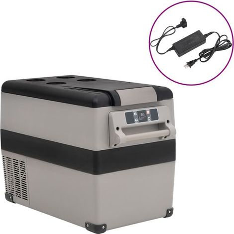 Boîte isotherme avec poignée et adaptateur, noire et grise, 35 litres, fabriquée en matériaux PP et PE. (1/5)
