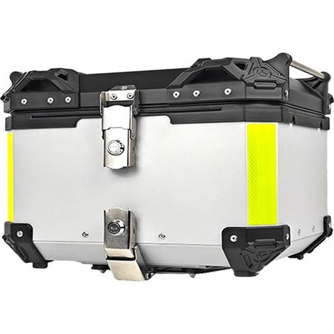 Maleta para motocicleta, diseño impermeable, cerradura antirrobo, color plata. (1/2)