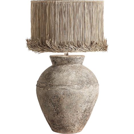 Lampe à poser céramique esprit provençal - beige clair et gris marbré (1/4)