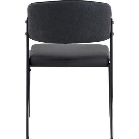 Set de 2 sillas de comedor modernas en PU negro con estructura metálica (1/5)