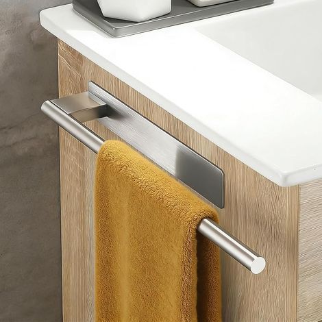 Porte Serviette sans Percage en Acier Inoxydable Porte Serviette Mural 39CM Porte Serviette Salle de Bain sans Percage avec 2PCS Support Adhésif pour Salle De Bain et Cuisine Argent (1/5)