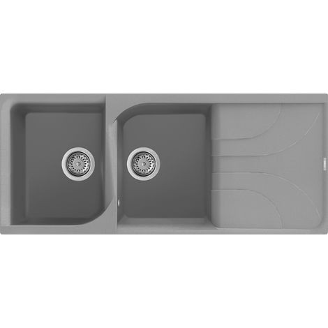 Lavello Elleci Incasso 2 vasche 116x50 Ego 500 Granitek Grigio Cemento LGE50048