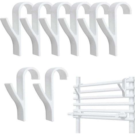 Ensemble de 8 crochets pour radiateur, porte-serviettes de salle de bain, crochets pour radiateur, crochets pour serviettes et vêtements (blanc) (1/4)