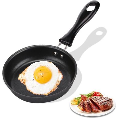 Mini poêle wok antiadhésive en marbre noir diamètre 12 cm compatible induction sans PFAS pour œufs au plat (1/5)