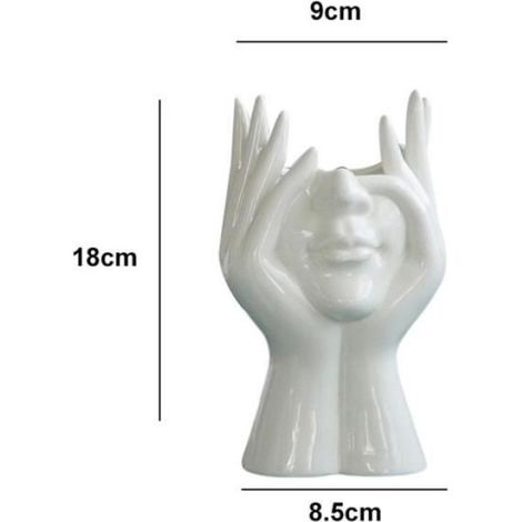 Vase décoratif - - Visage humain - Céramique blanche - Petit et grand modèles - Élégance chic (1/4)