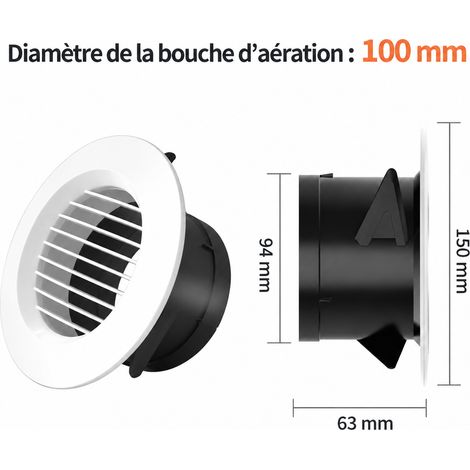 Bouche d'aération ronde ABS persienne droite blanche 100 fabricant établi qualité garantie 15 × 15 × 8 cm 71 g – Livraison gratuite