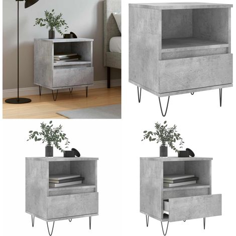 Nachttisch Betongrau 40x35x50 cm Holzwerkstoff - Nachttisch - Wohnzimmermöbel - Betttisch - Holzwerkstoff - Metall - Home & Living