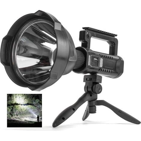 Lampe torche puissante 8000 lumens - Projecteur LED multifonctionnel rechargeable pour camping et pêche (1/4)