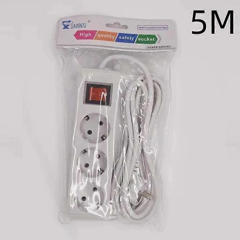 Multiprise avec interrupteur, rallonge de 2/3/5 mètres, adaptée aux petits appareils électroménagers, connecteur 3 broches de 5 mètres. (1/5)