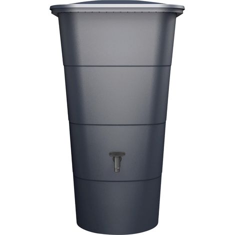 GARANTIA IBIZA Regentonne eckig 200 Liter graphite grey inkl. Deckel und Hahn (1/3)