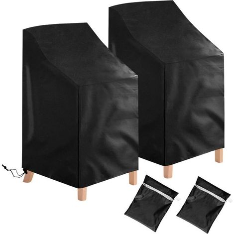 Lot de 2 housses de protection pour chaises de jardin - Imperméables, coupe-vent, résistantes aux UV - En polyester Oxford - Pour chaises empilables - Pour jusqu'à 6 chaises (1/5)