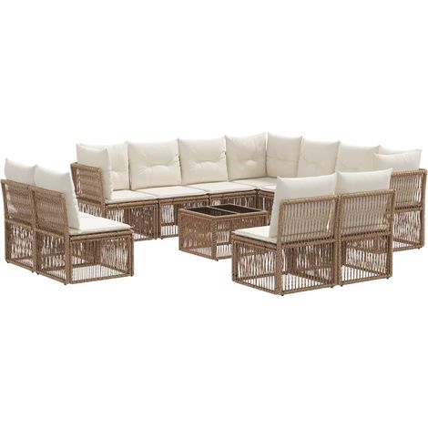 vidaXL Set Divano da Giardino 12 pcs Beige polyrattan