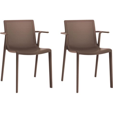 Set 2 sillas con brazos interior, exterior chocolate BEEKAT Resol