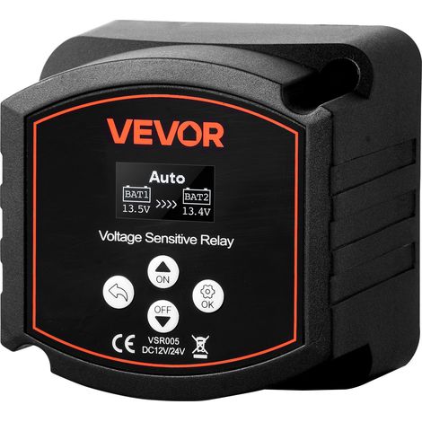VEVOR Relais Sensible a la Tension 12 V 300 A Isolateur de Batterie Double Intelligent VSR Manuel et Automatique pour Batteries Lithium-ion Plomb-acide pour Voiture Camion Camping-car UTV VTT Bateau