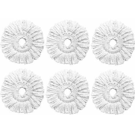 Paquete de 6 cabezales de repuesto para mopa giratoria, compatibles con mopas giratorias de tamaño estándar, fáciles de limpiar, repuestos de mopa giratoria de microfibra duraderos, cabezal (1/4)