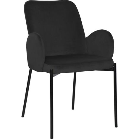Silla GUSTO tapizada en terciopelo, negra