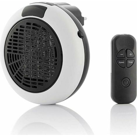 Steckdosenheizung mit Thermostat und Timer – Steckerheizung mit Fernbedienung, Wohnzimmer, Schlafzimmer, Büro – Keramik – 600 W – Weiß
