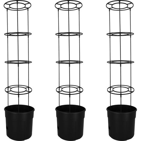 Vaso per la coltivazione di pomodori con scaletta per balcone, nero, 39 cm, set da 3