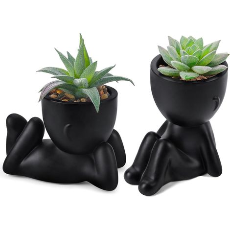 Lot de 2 plantes succulentes artificielles pour bureau, bureau de travail, accessoires de salle de bain, maison, chambre, décoration esthétique d'intérieur (1/5)