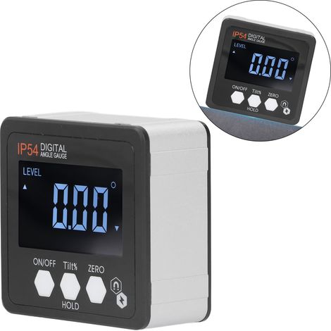 Elektronischer digitaler Neigungsmesser (Schutzart IP54), Neigungsmessergehäuse, 4 x 90° digitaler Winkelmesser, elektronische Wasserwaage mit magnetischem Winkelmesser (1/5)