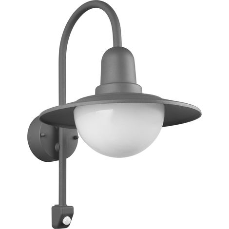 Applique Murale Vintage à Bras Courbé Anthracite avec Détecteur de Mouvement IP44 Norman Trio Lighting (1/5)