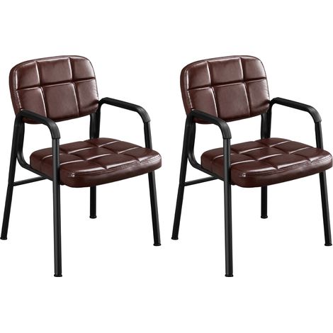 Yaheetech Lot de 2 Fauteuil Salon Chaises de Visiteur Siège Rembourré en SmiliCuir Fauteuil d'accueil Visiteur pour Bureau/Salle d'Attente/Salle à Manger 58 x 58 x 86cm Charge 135 kg
