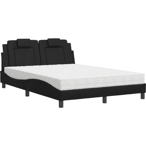 vidaXL Letto Viana con Materasso Nero 120x200 cm in Similpelle (1/5)