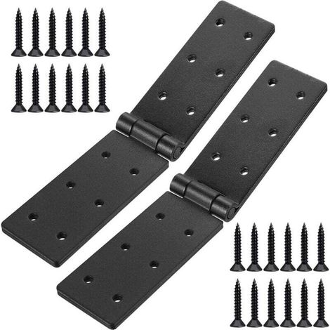2 Pièces Charnières Pliantes Noires Robustes, Charniere Caisse, Charnière Coffre, Charnière pour Meuble Jardin en Bois Tiroir Coffre