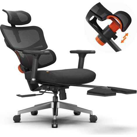 Fauteuil ergonomique de bureau avec soutien lombaire adaptatif – Fonction inclinaison 136°, accoudoirs 4D et appui-tête réglable. Idéal pour le travail (Noir) (1/5)