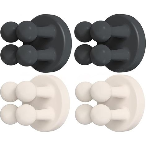 Porte-brosses à dents en silicone, crochets muraux pour suspendre luffa et rasoir dans la douche, la salle de bain, la cuisine, indispensables pour les étudiants (blanc et noir) (1/5)