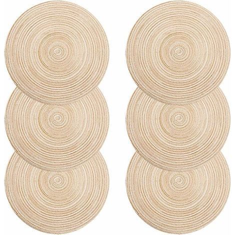Lot de 30 sets de table ronds 35cm Polypropylène tressé lavable Résistants à la chaleur jusqu'à 70°C Antidérapants, ivoire (1/5)