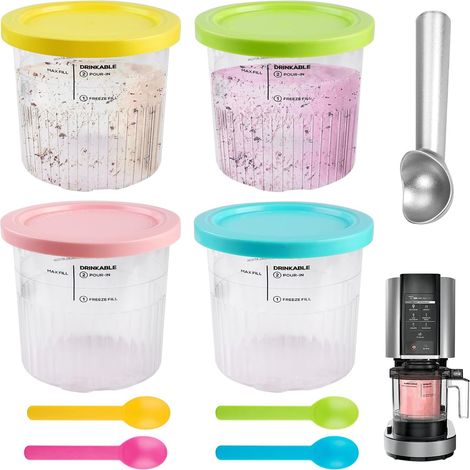 Lot de 4 récipients pour crème glacée Ninja Creami Deluxe, pour crème glacée, remplacement pour Ninja Creami Deluxe NC501EU NC500EU, accessoires Creami Deluxe (1/5)