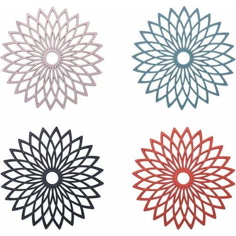 Fleurs Tapis Dessous Plat Silicone Dessous Plats Silicone Anti-DéRapant Isotherme Flexible Durable AntidéRapant Pour Pots,PoêLes,Assiettes,Verres,Bols Et Vases(8 PièCes,DiamèTre 19 Cm) (1/5)