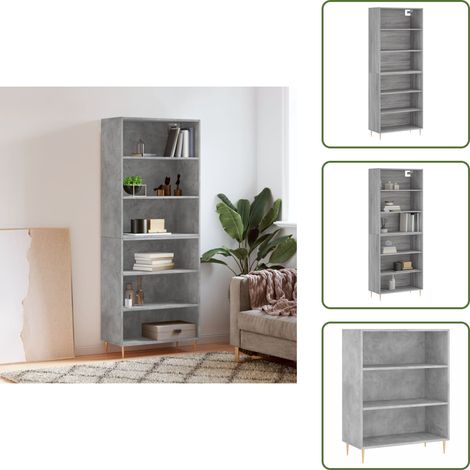 Buffet gris béton 69,5x32,5x180 cm bois d'ingénierie - Buffet Design Moderne - Meuble Rangement - Armoire Cuisine - Buffet Haute - Mobilier Salon (1/5)