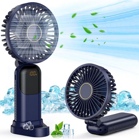 Ventilateur de poche - Mini ventilateur - Ventilateur portable - Ventilateur USB rechargeable - Petit ventilateur de poche avec affichage numérique et 5 vitesses - Bleu-AquaForge (1/5)