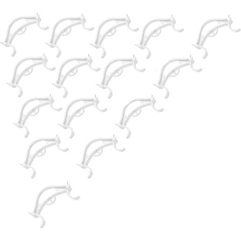 Lot de 15 crochets pour guirlandes - 8 x 5 cm - Pinces à ballons coudées - Pinces pour guirlandes - Blanc - Plastique - Décorations d'anniversaire (1/5)
