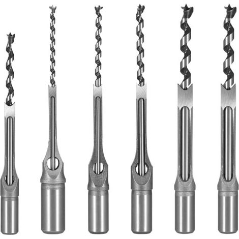 Sollbry Set mit 6 Vierkantlochbohrern, Vierkantbohrer, Einsteckbohrer, Tischlerwerkzeug, Vierkantlochbohrer für Holzbearbeitung, 1/4 Zoll, 5/16 Zoll, 3/8 Zoll, 1/2 Zoll, 9/16 Zoll, 5/ 8" (1/5)