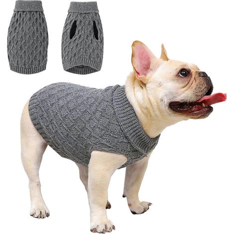 Pull pour chien à col roulé, pull classique tricoté pour animaux de compagnie, sweat-shirt chaud et mignon pour chiot, vêtements d'hiver pour chien, pull pour l'intérieur et l'extérieur (1/5)