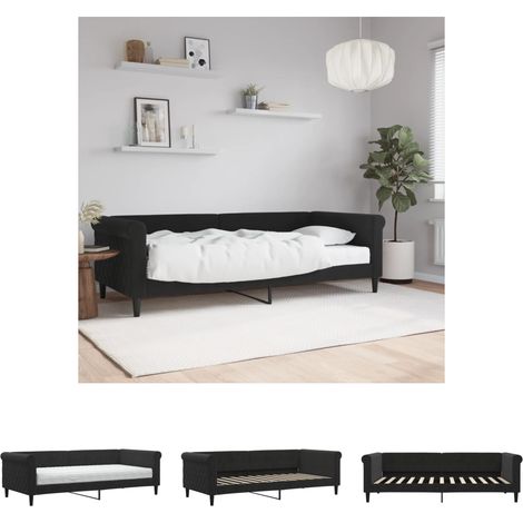 The Living Store Tagesbett mit Matratze Schwarz 90x200 cm Samt - Betten & Bettgestelle (1/5)