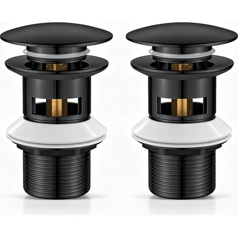 2 Bondes de Lavabo Universelles sans Trop-Plein – Bonde de Vasque en Inox et Laiton Massif avec Double Joint Silicone – Installation Facile