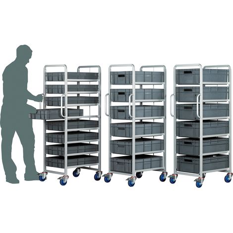 Chariot RS PRO Non 6 plateaux en Acier, 600 x 400 x 200mm, Capacité de charge 250kg Charge moyenne ( Prix pour 1 )
