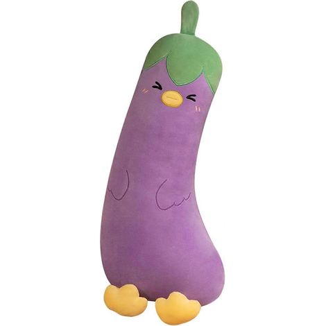 Mignon long légume aubergine poussin en peluche coussin poulet animal en peluche pour enfants violet 39" (1/5)