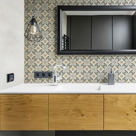 Sticker Mural Carrelage adhésif Cuisine Salle de Bain - 60 STICKERS CARRELAGES AZULEJOS CLEMENTINA - 60stickers10x10cm (1/5)