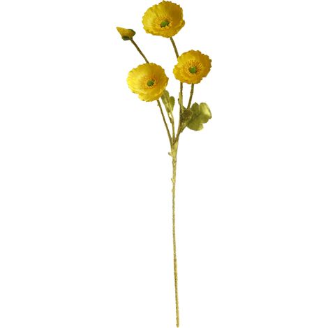 Fleur artificielle 4 têtes floquées simulées pour la décoration du salon de la maison jaune (1/5)