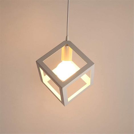Lustre cubique, suspension industrielle, plafonnier industriel vintage avec base métallique créative E27 (ampoules non incluses) - RW (1/5)